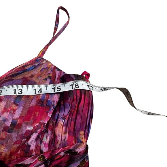 Vintage Alberto Makali 100 Silk Whimsical Fairy Y2K Beaded Jeweled Dress Size 12 - Picture 6 of 11